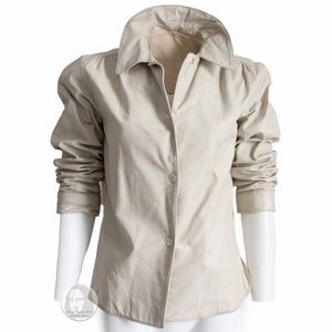 Bonnie Cashin for Sills Bone Leather Top Blouse Button Front Vintage 60s Rare